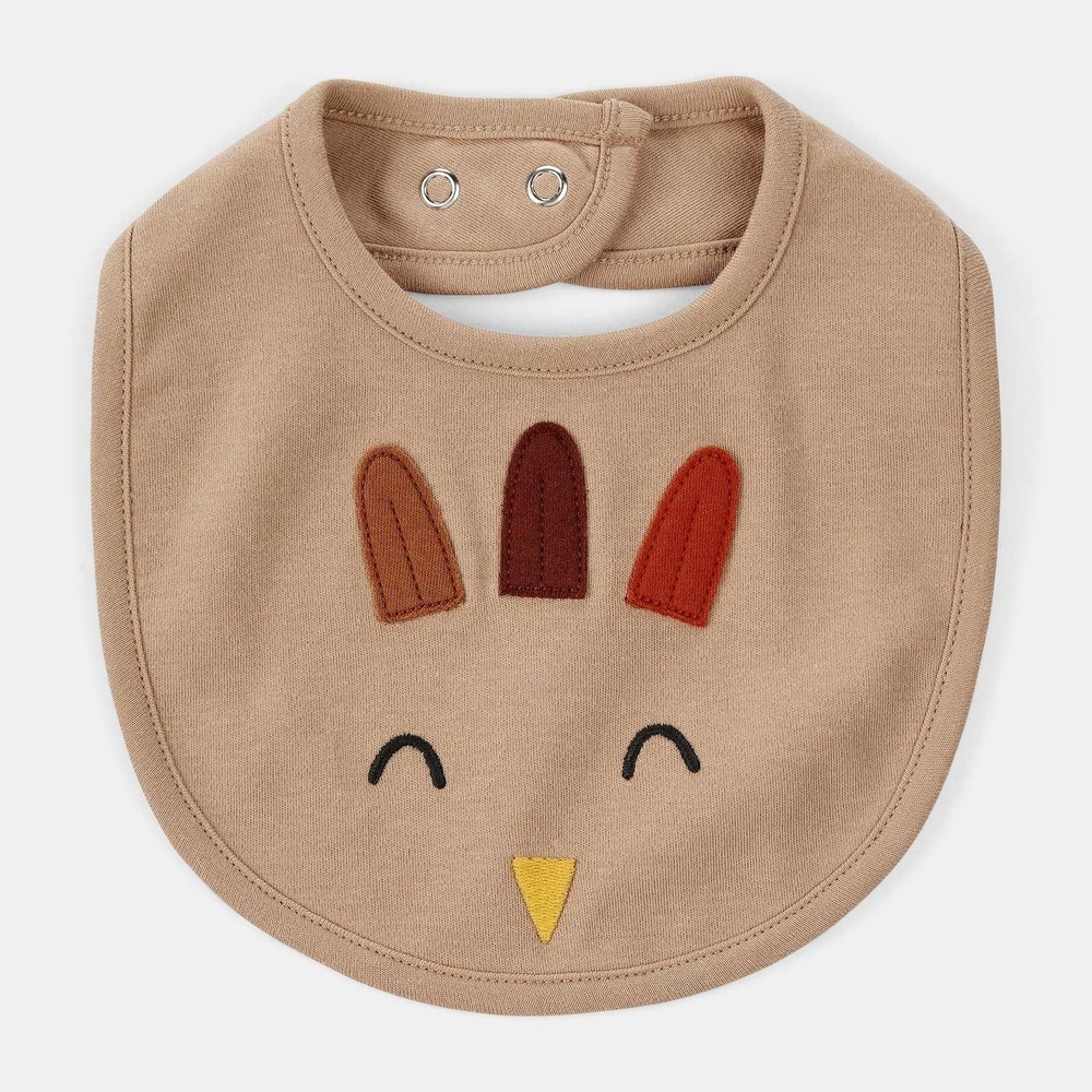 NWT Thanksgiving Turkey Face Bib Teething Infant Baby Drool Fall Autumn Boy Girl
